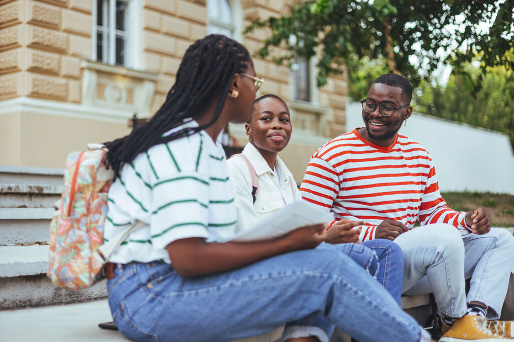 students talking